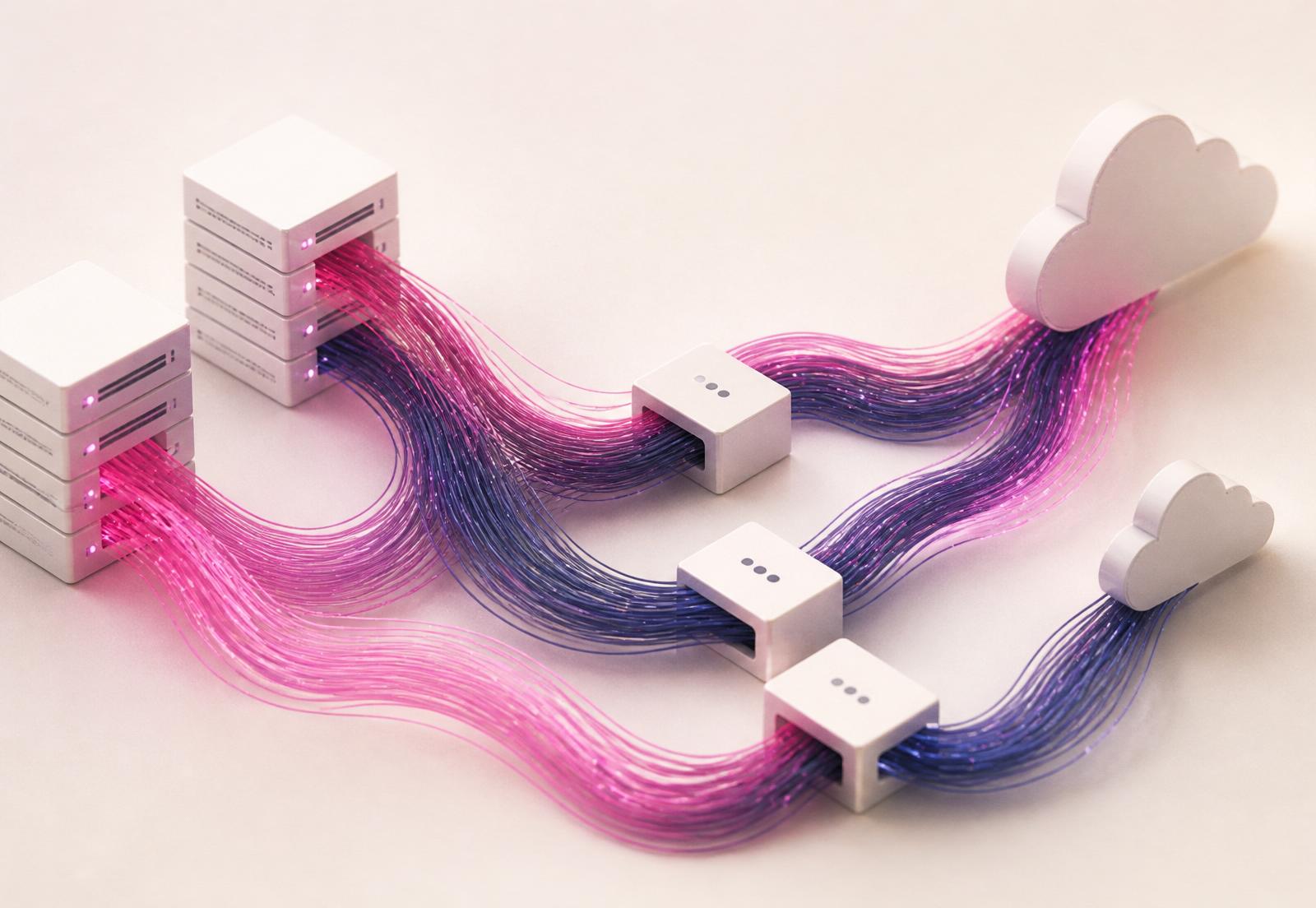 Pipelines de dados conectando fontes internas à nuvem